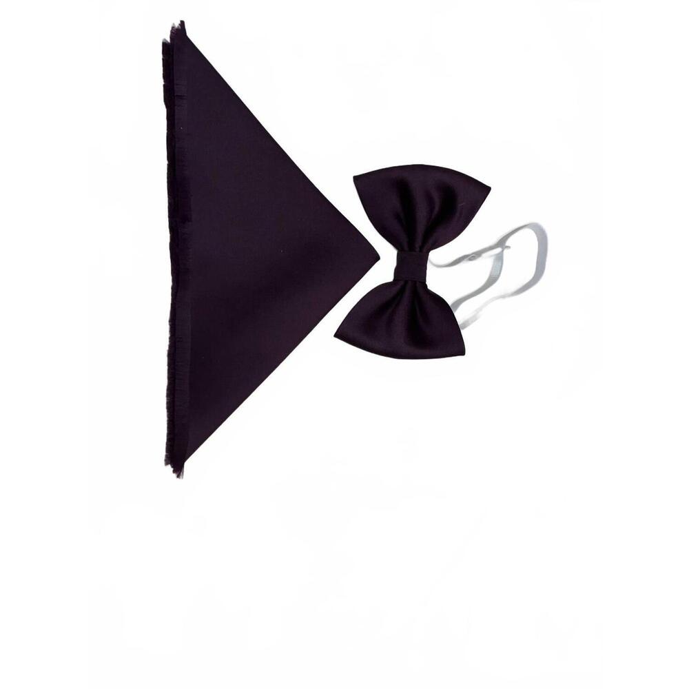 NEW QUIET LUXURY men's bow tie and pocket piece in dark purple